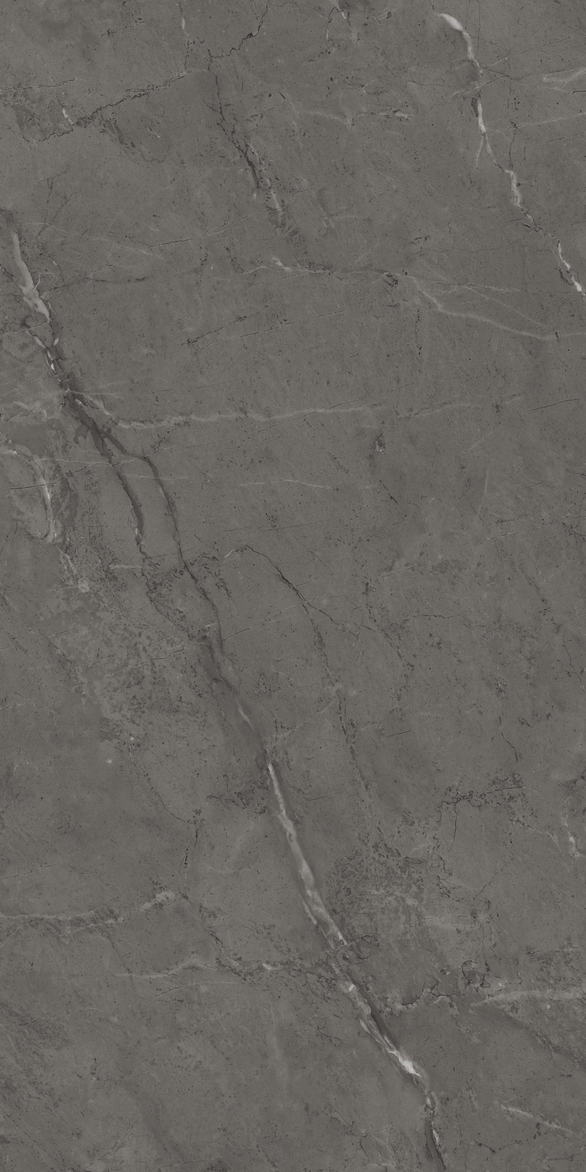 Poliruotos premium akmens masės plytelės, tvirtos ir atsparios intensyviam naudojimui, tamsiai pilkos spalvos, su raštais.