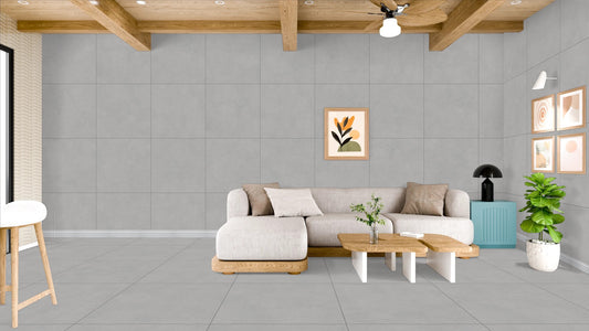 Pilkos 60x60 matinės akmens masės plytelės R9