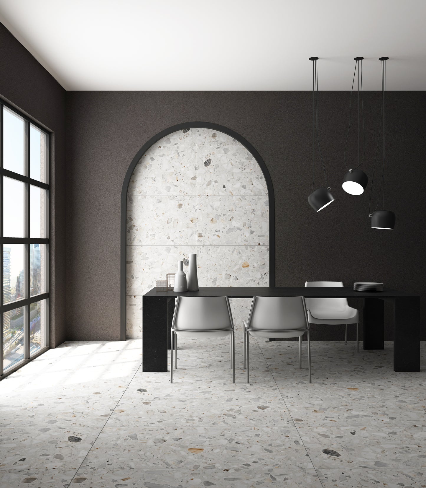 Šviesios spalvos matinės akmens masės plytelės su Carving blizgesio efektu, PEI 4.