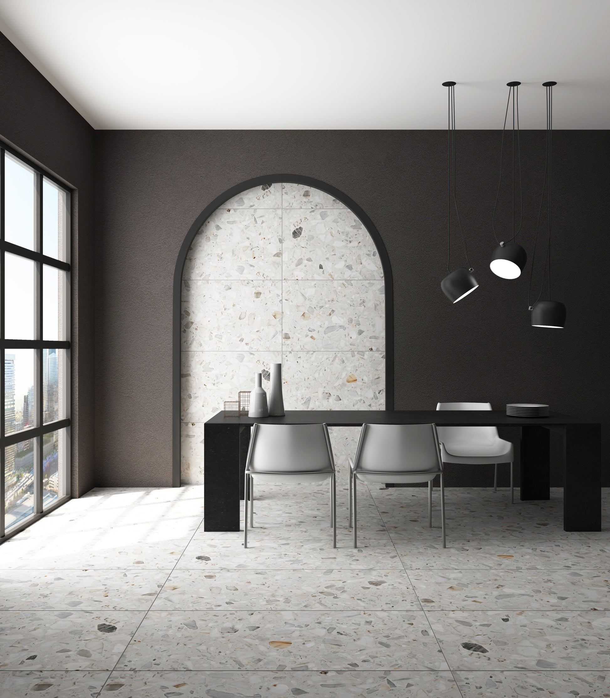 Šviesios spalvos matinės akmens masės plytelės su Carving blizgesio efektu, PEI 4.