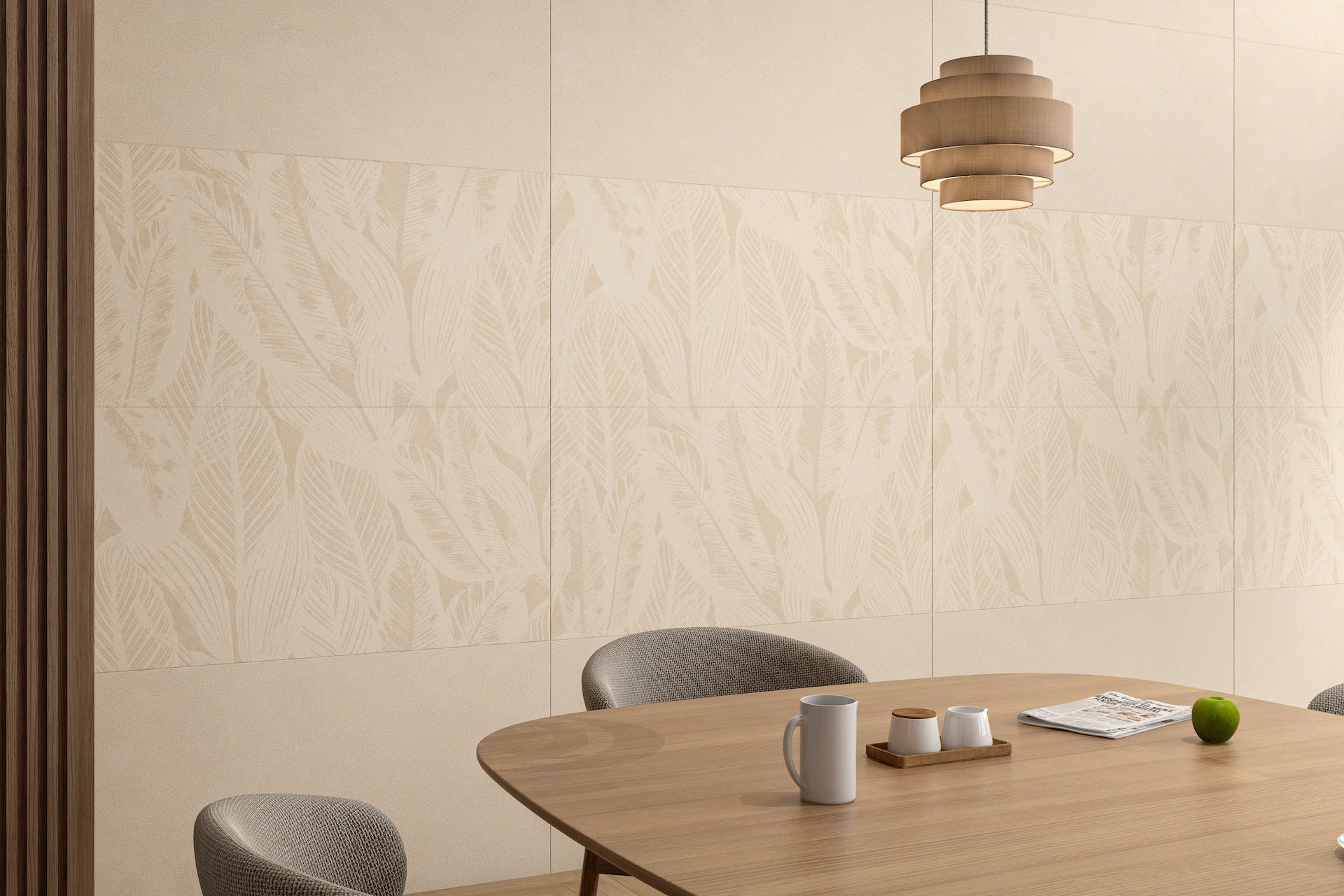 60×120 akmens masės plytelės su gelsvais ir kreminiais atspalviais