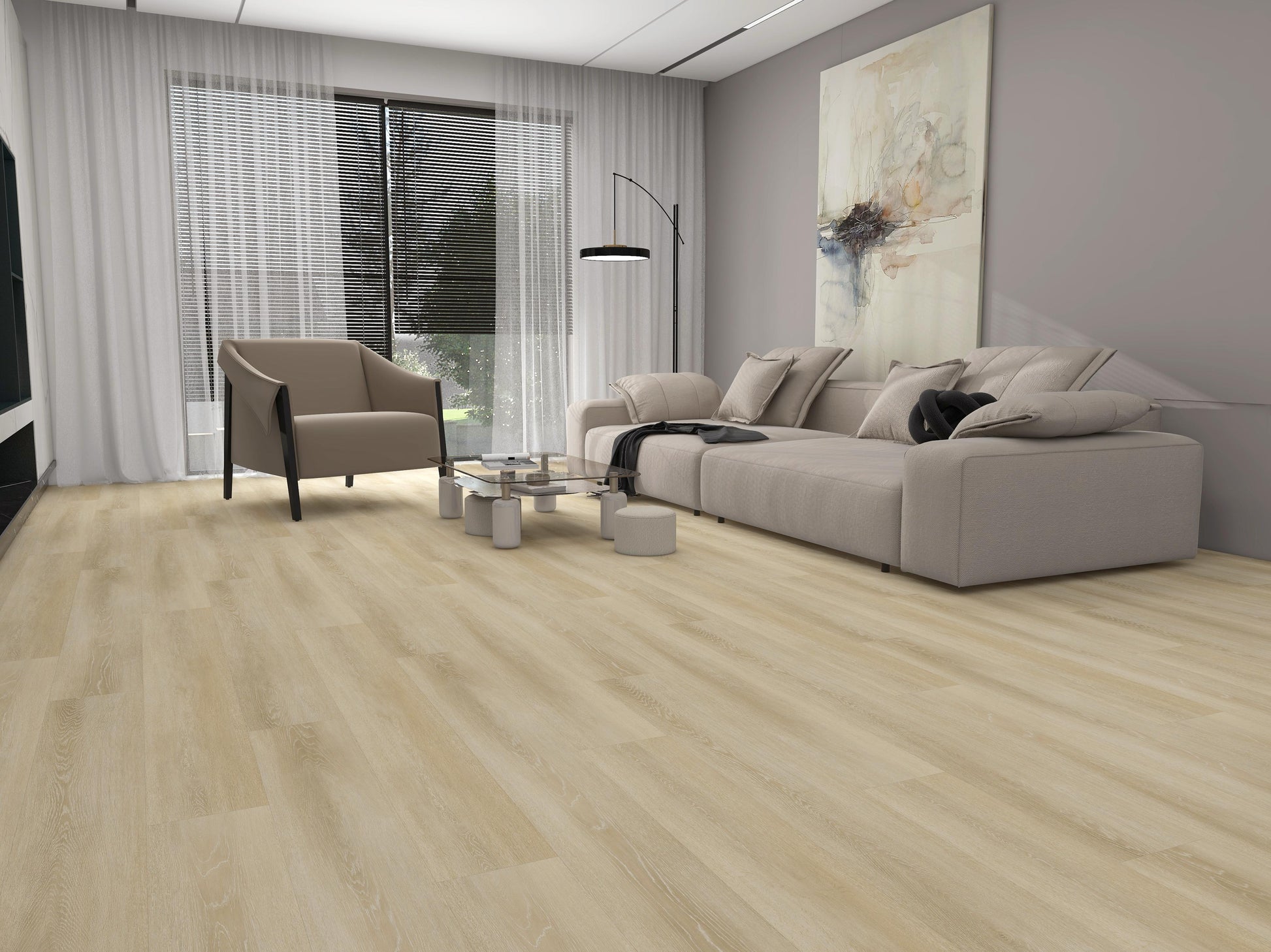 Šviesiai ruda SPC vinilinė danga 122×18,1cm su natūraliais medienos raštais