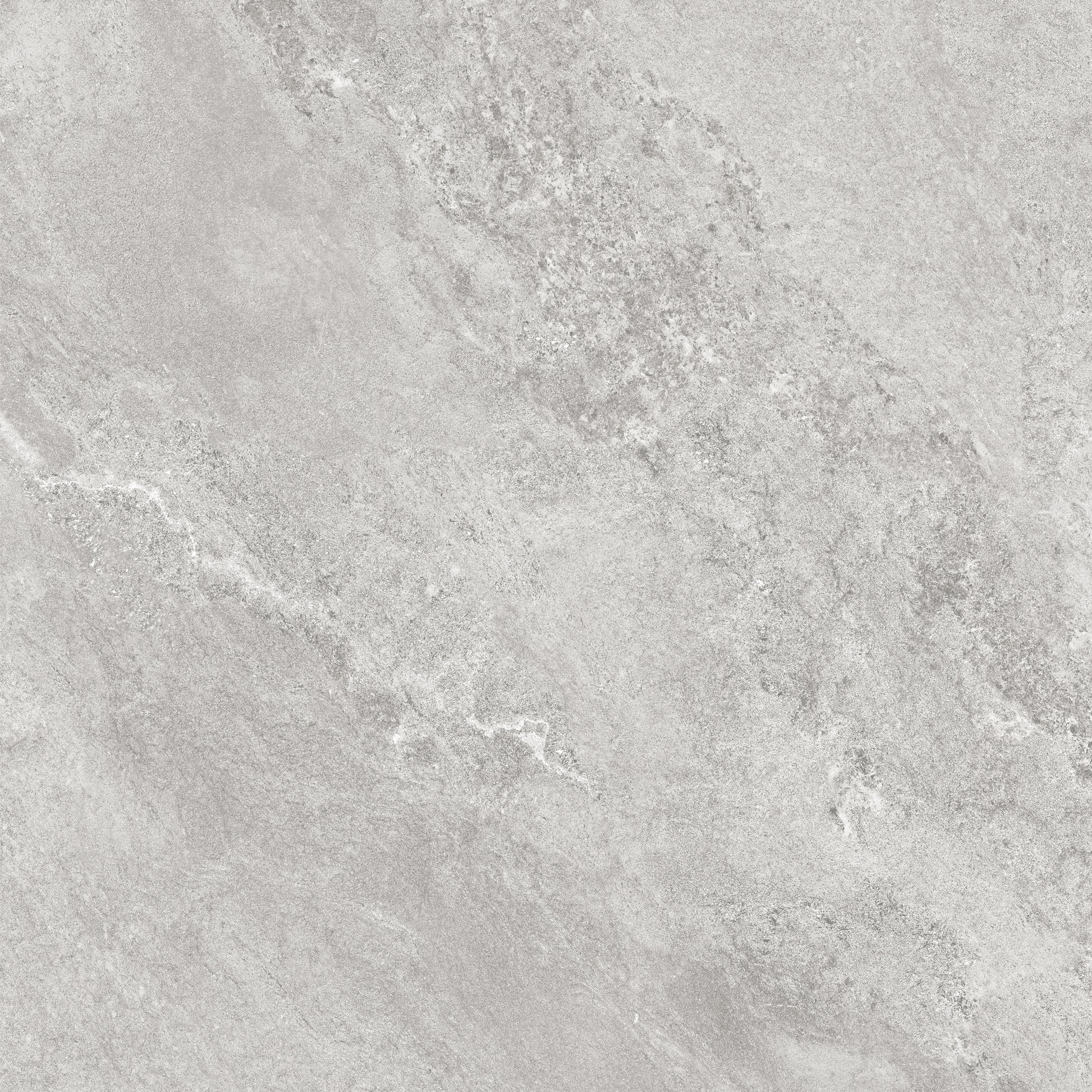 Pilkos akmens masės plytelės su subtiliais raštais, atsparios šalčiui ir karščiui.