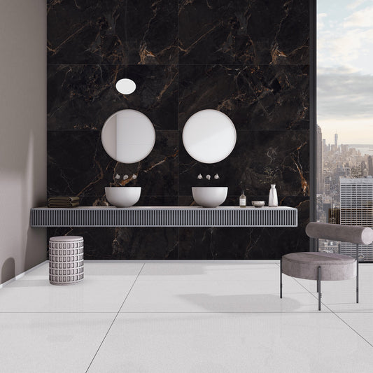 60×120 blizgios akmens masės plytelės juodo pagrindo su pilkais ir auksiniais raštais