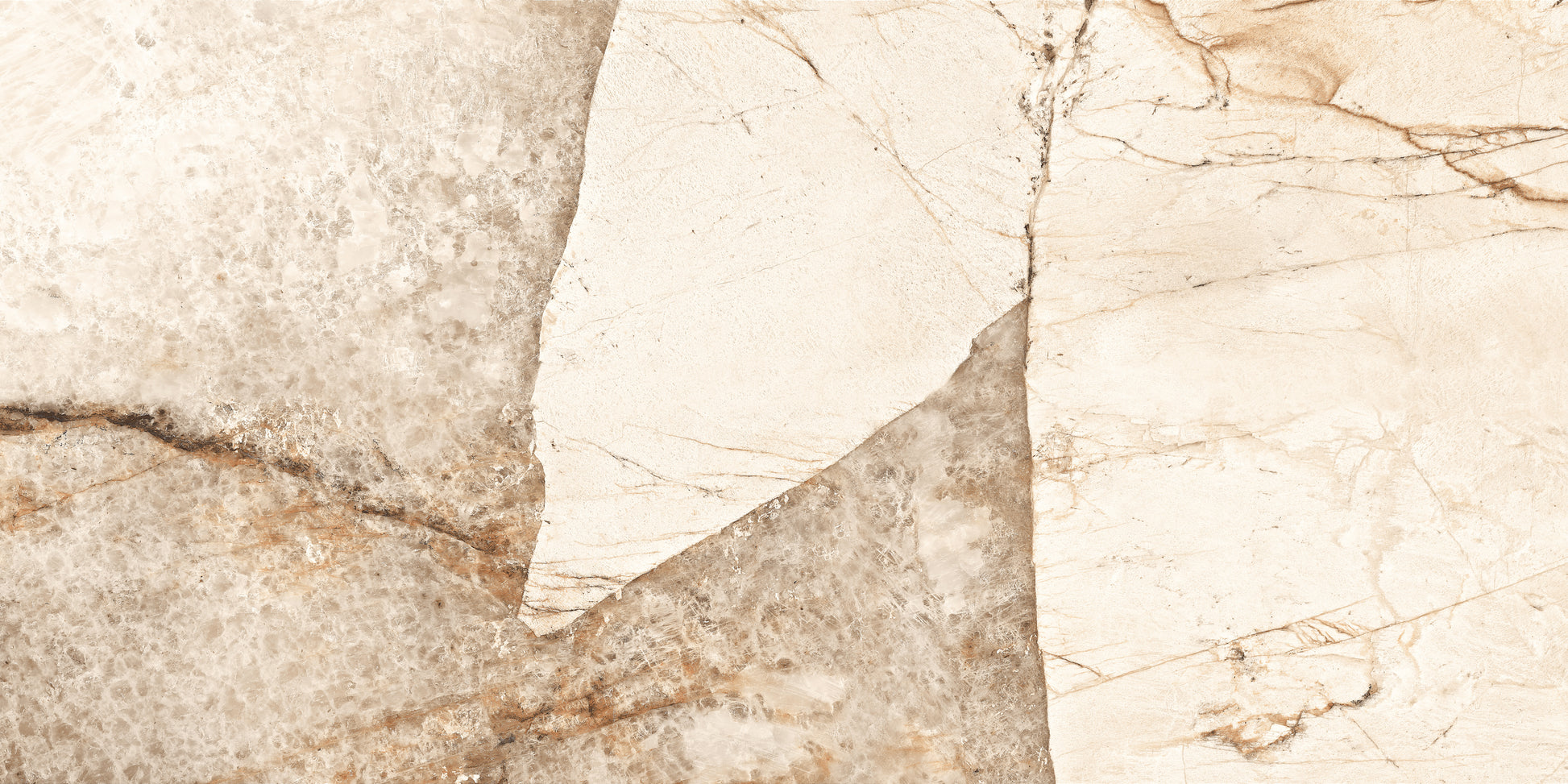 Akmens masės plytelė su šiltų tonų beige ir aukso raštų deriniu