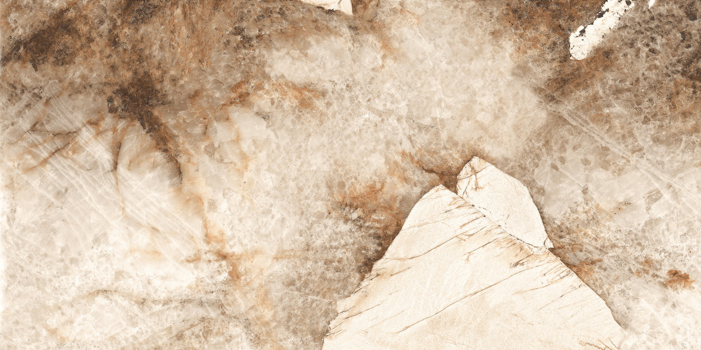 60×120 plytelė su dekoratyviniais beige ir aukso spalvos elementais