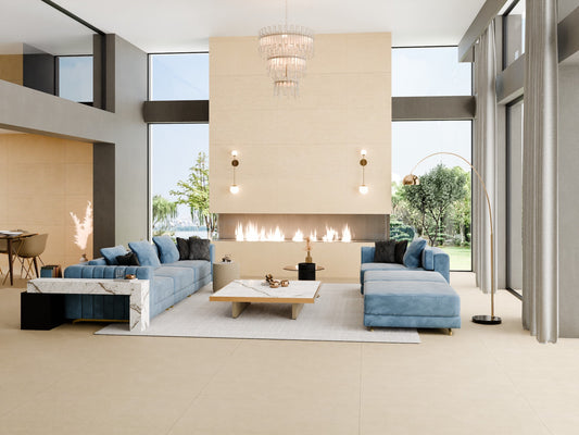 60×120 kreminės beige akmens masės plytelės matiniu paviršiumi