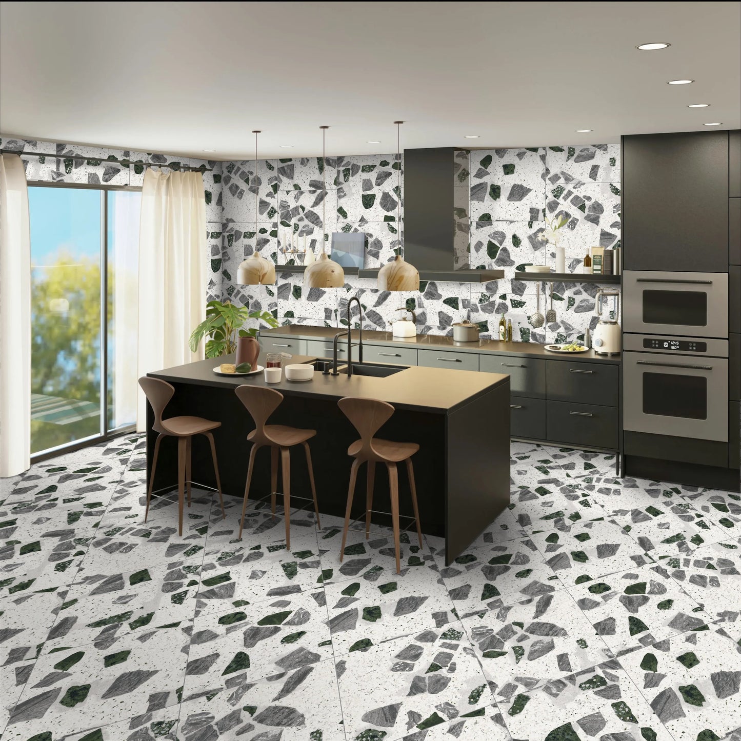 60x60 matinės akmens masės plytelės su Carving blizgesio efektu