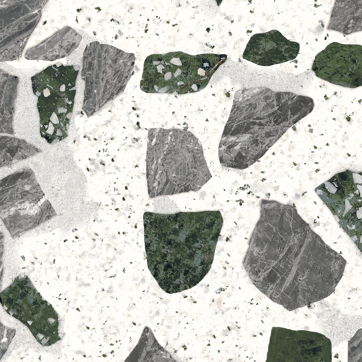 Akmens masės plytelės R9, dekoruotos margu raštu