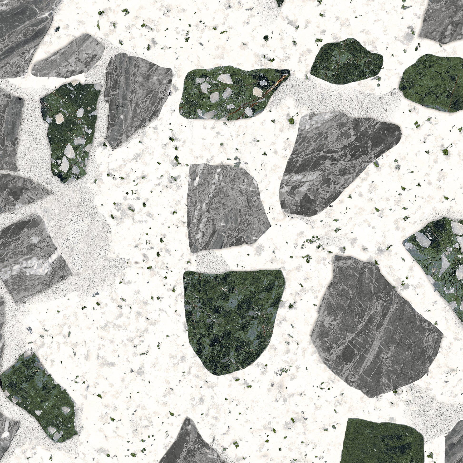 Akmens masės plytelės R9, dekoruotos margu raštu