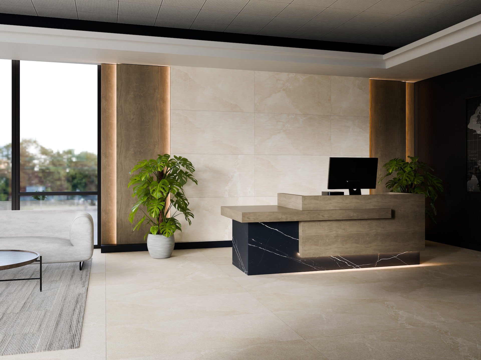 60×120 akmens masės plytelės šviesiai rudos ir beige atspalvių