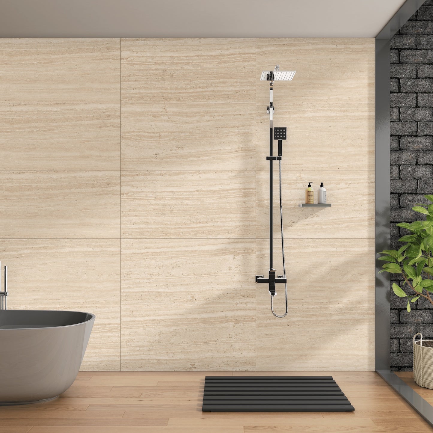 Gelsvai kreminės matinės akmens masės plytelės PEI 4, tinkančios sienoms.